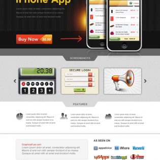 iPhone App website template PSD