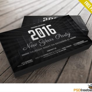 2016 New Years Party invitation card Free PSD