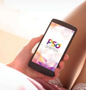Android Phone in Hand Mockup Free PSD