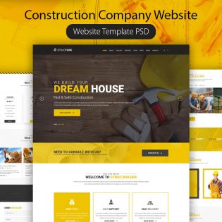 Construction Company Website Template PSD