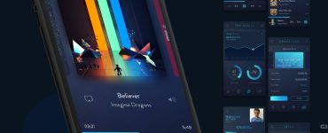 Dark Mobile App UI Kit Free PSD