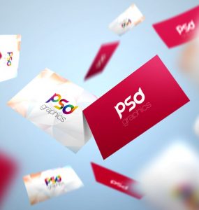 Flying Business Card Mockup PSD