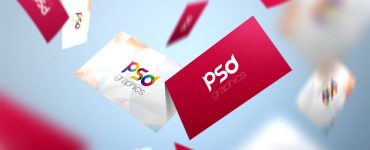 Flying Business Card Mockup PSD