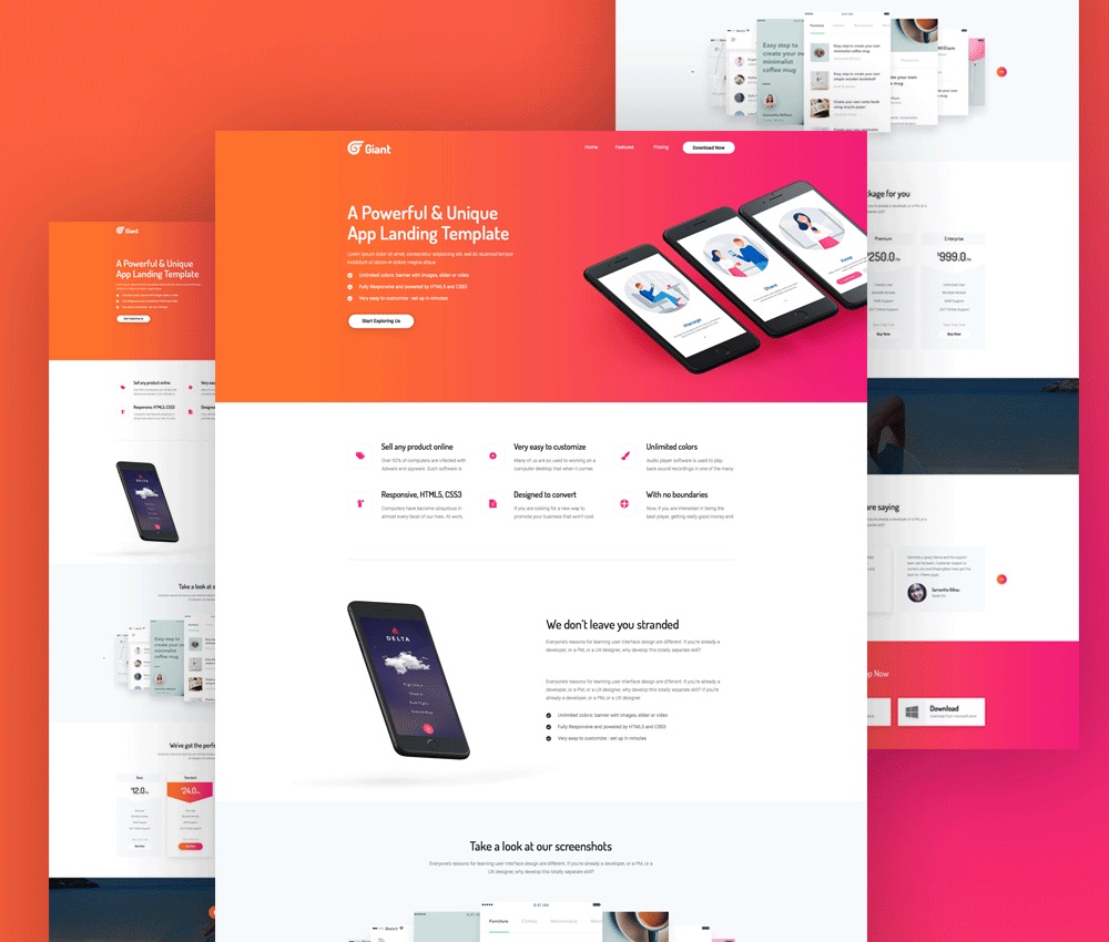 Mobile App Website Template Free PSD Download PSD