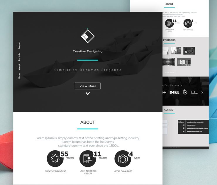 Simple Portfolio Web Template PSD