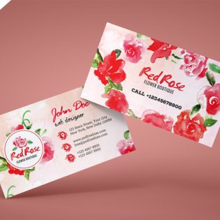 Flower Shop Business Card Free PSD Template