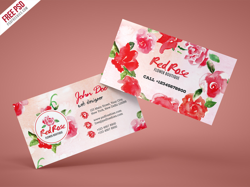 Flower Shop Business Card Free PSD Template Download PSD