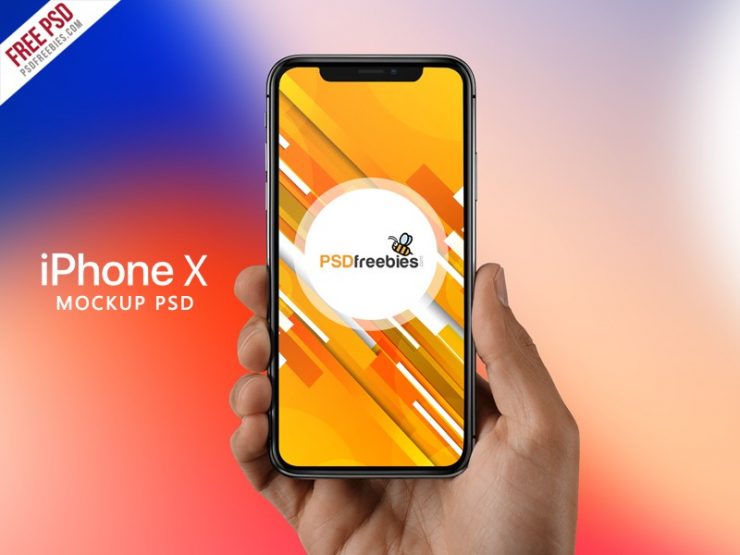 iPhone X in Hand Mockup Free PSD