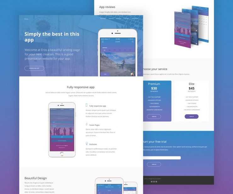 free mobile website template top bottom banners