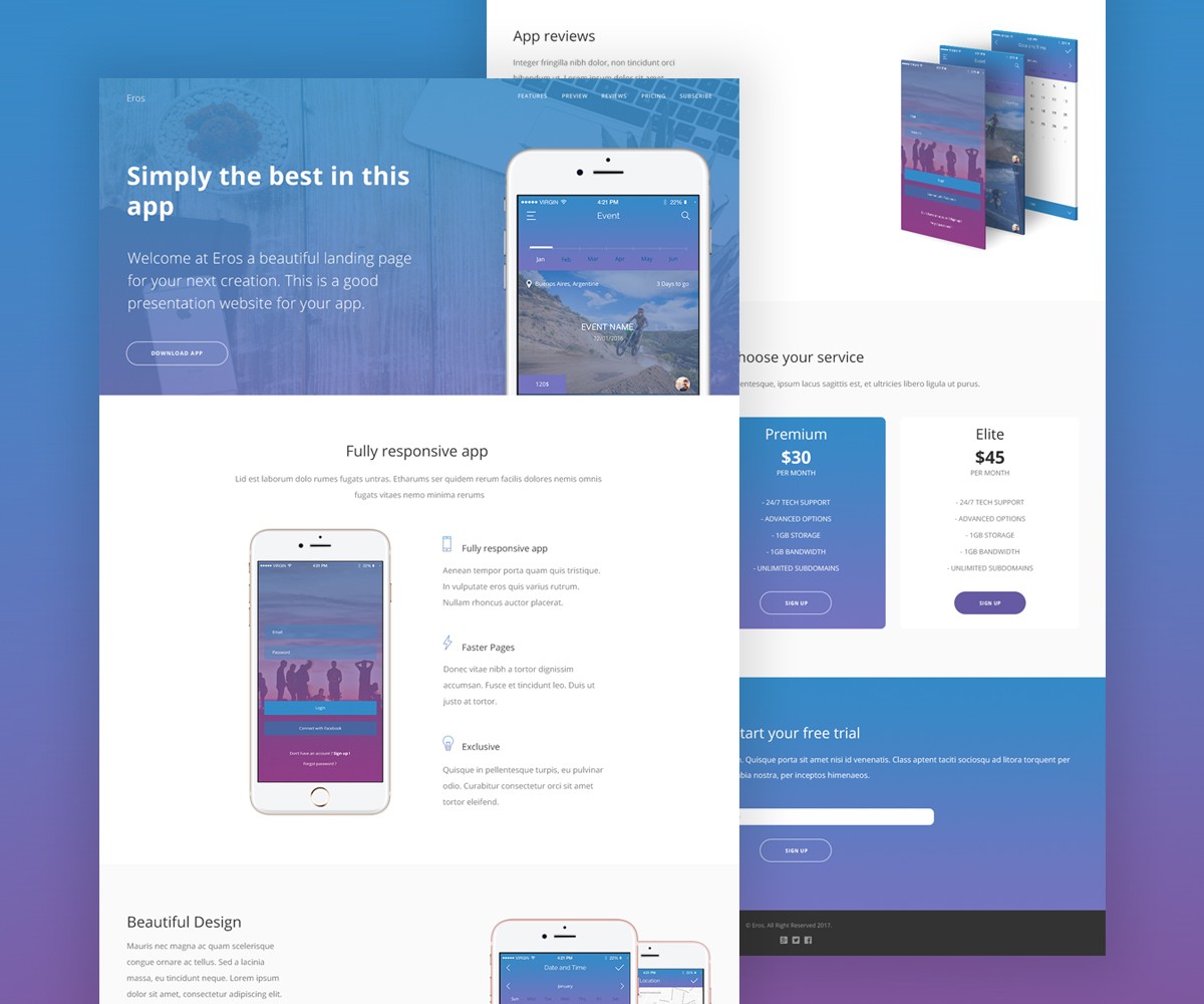 Mobile App Website Template PSD Download PSD