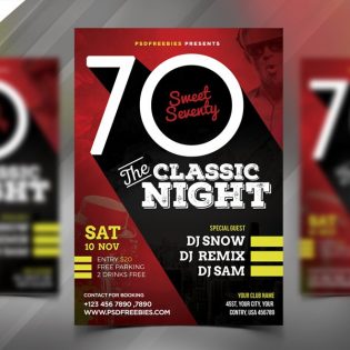 Retro Night Party Flyer Template PSD