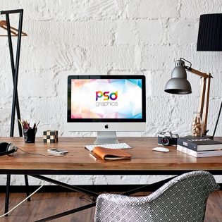 iMac Home Office Mockup PSD