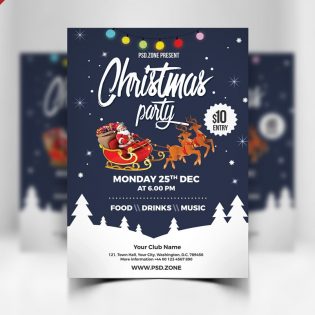 Free Christmas Party Flyer Template PSD