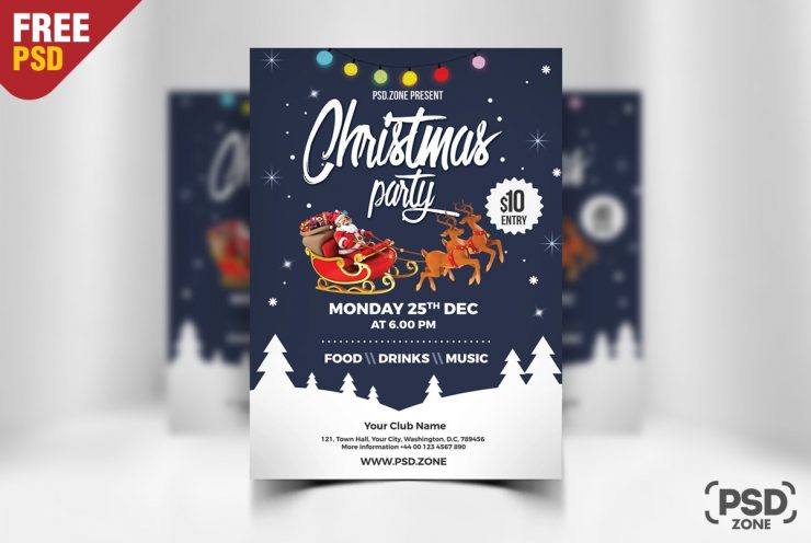 Free Christmas Party Flyer Template PSD