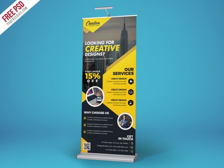Free Creative Roll Up Banner PSD