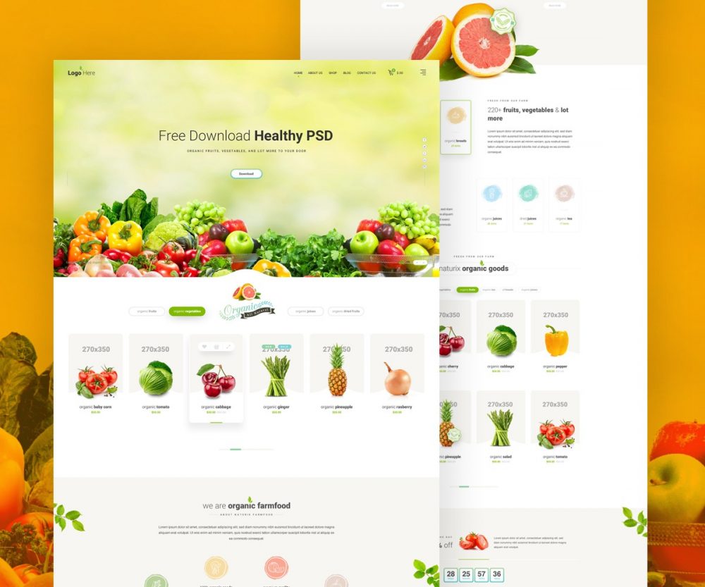 Grocery Store Website Template Free PSD – Download PSD