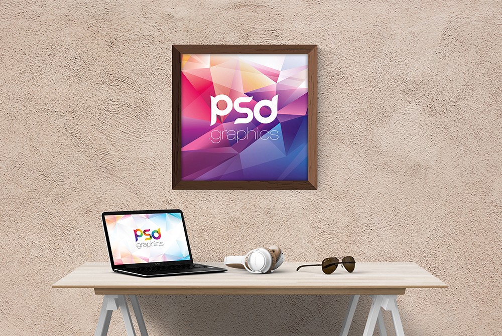 Download Square Wooden Wall Frame Mockup PSD - Download PSD
