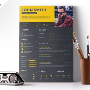 Clean Resume Template Design PSD