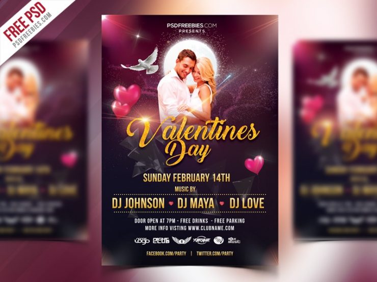 Free Valentines Day Flyer Template PSD
