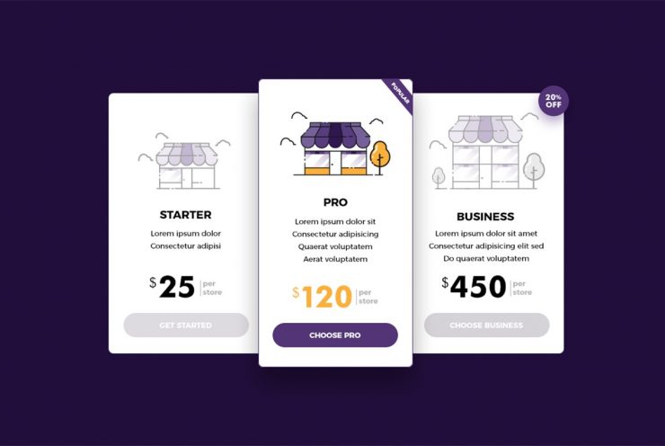 Pricing Table UI Template PSD