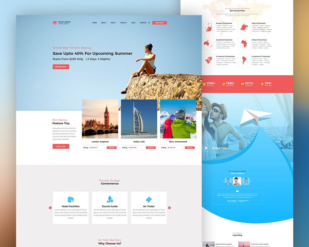 Travel Agency Website Template Download PSD