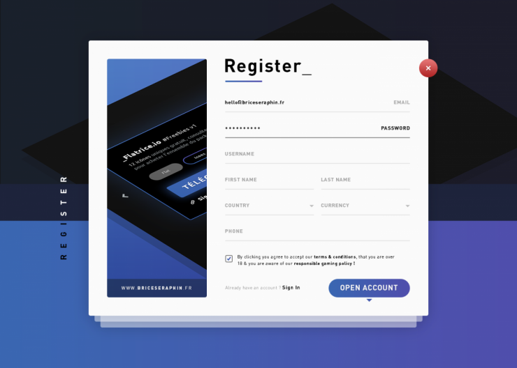 User Registration Form Template PSD