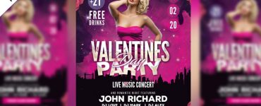 Valentines Day Party Flyer PSD