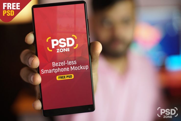 Bezel-less Android Smartphone Mockup PSD