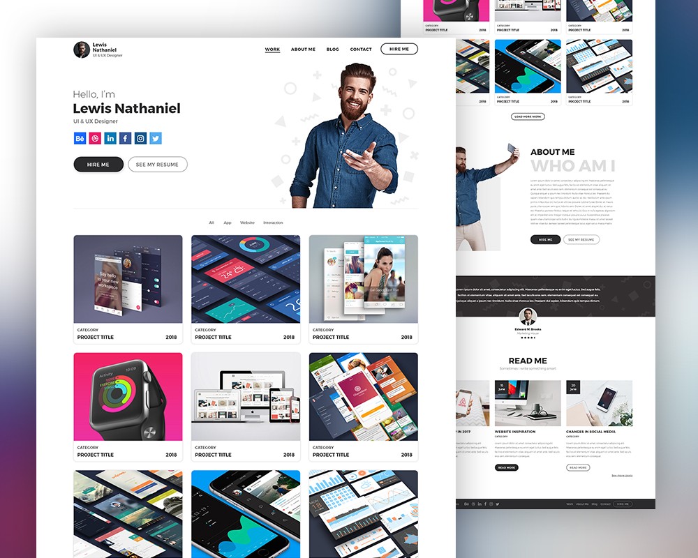 Graphic Designer Portfolio Website Template PSD Download PSD