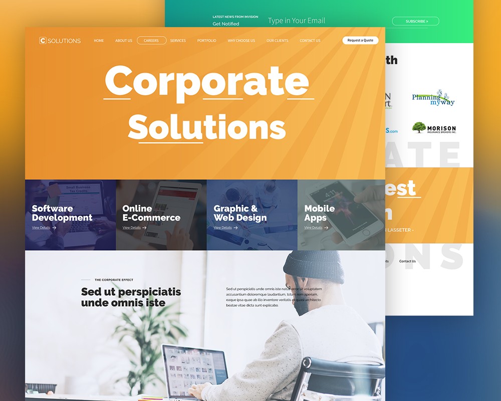 Corporate Website Free PSD Template Download PSD