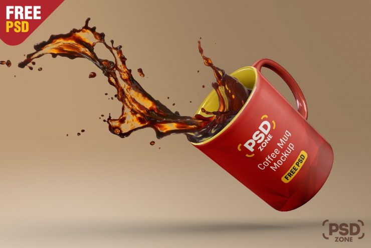 Floating Coffee Mug Mockup PSD