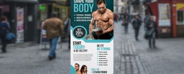 Free Gym Roll Up Banner PSD