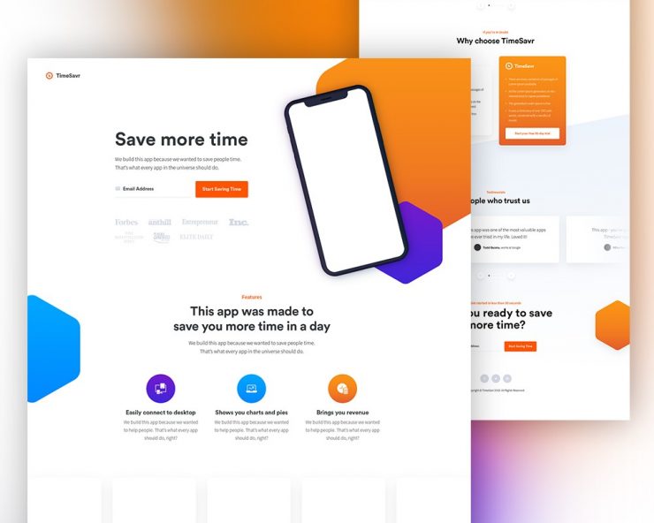 Free Mobile App Landing Page Template PSD