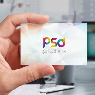 Hand Holding Business Card Mockup Template