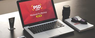Macbook on Desk Mockup Template PSD