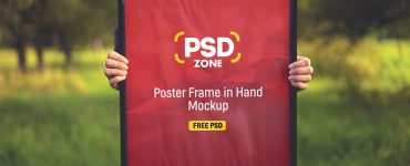 Poster Frame in Hand Mockup PSD