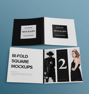 Square Bi-Fold Brochure Mockup PSD