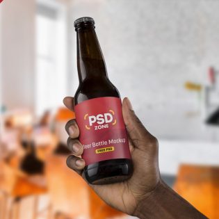 Beer Bottle Mockup Template PSD