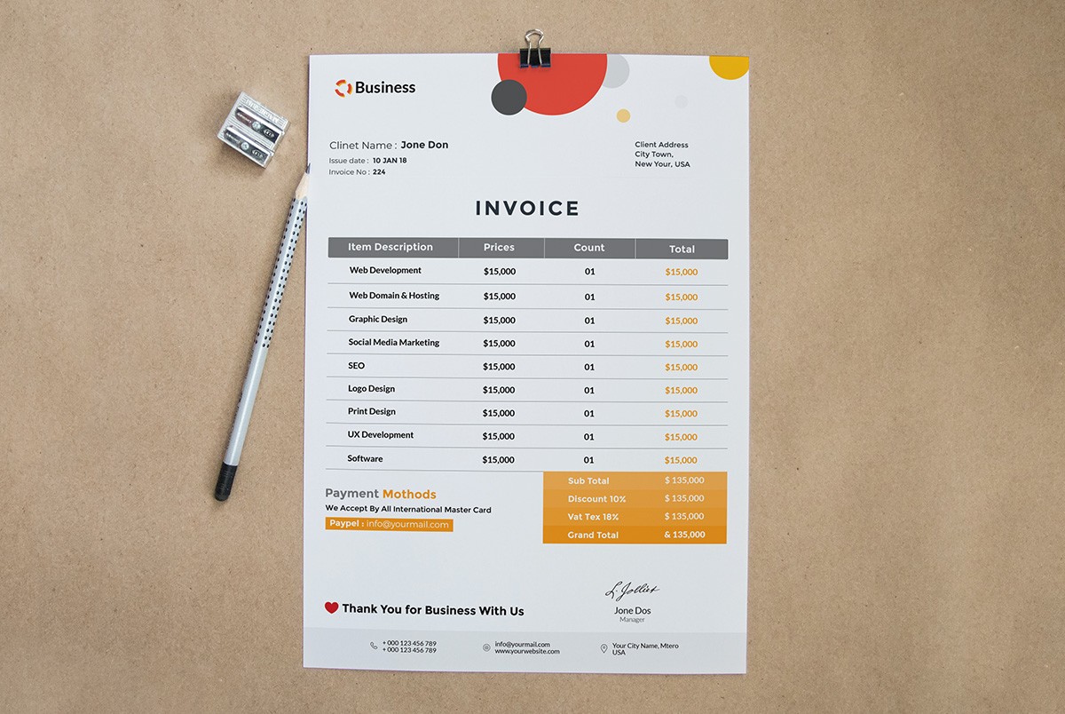 Download Free Invoice Template Psd Download Psd