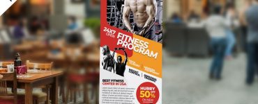 Gym Roll Up Banner Design Template PSD