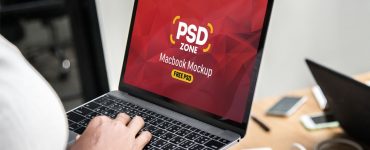 Female Working on Macbook Mockup