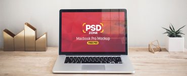 Free Macbook on Desk Mockup
