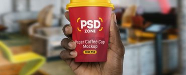 Hand Holding Paper Coffee Cup Mockup