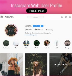 Instagram User Profile Web Template