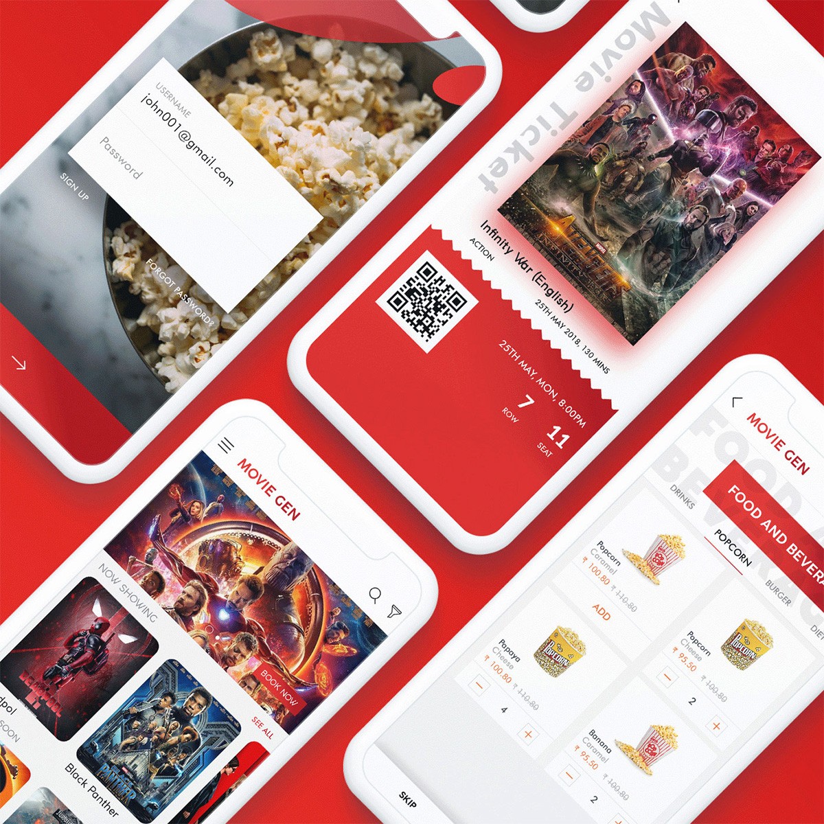 Movie Ticket Booking App UI Template Download PSD