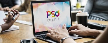 Woman Working on Macbook Mockup PSD