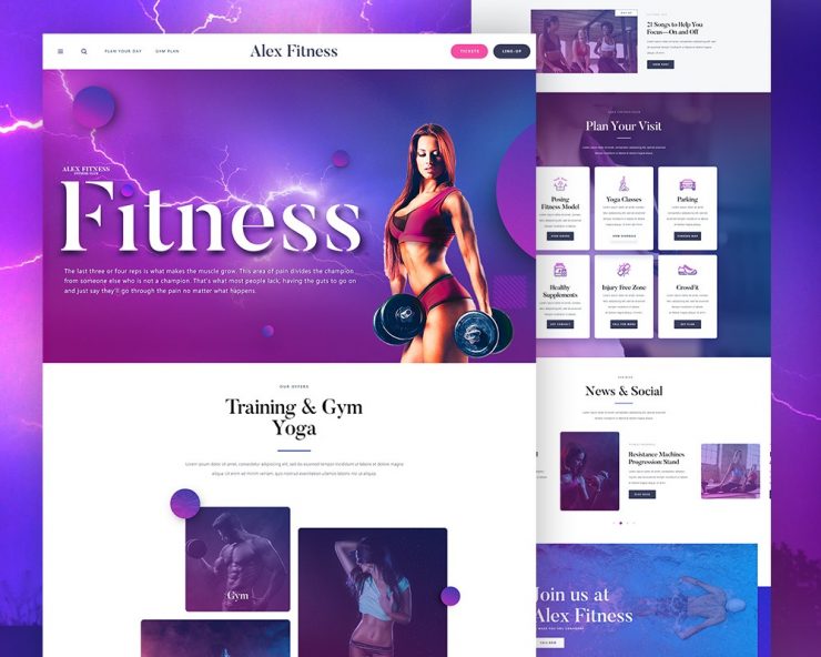 Fitness Club Website Template PSD