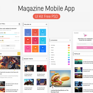 Magazine Mobile App UI Kit PSD