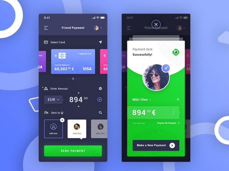 Mobile Wallet App UI Design PSD