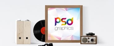 Square Wooden Photo Frame Mockup